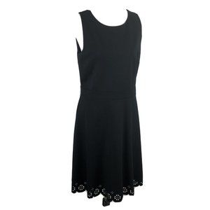 New LOFT Sleeveless Laser Cut Shift Dress Ladies 8 Black Eyelet Romantic $90 NWT